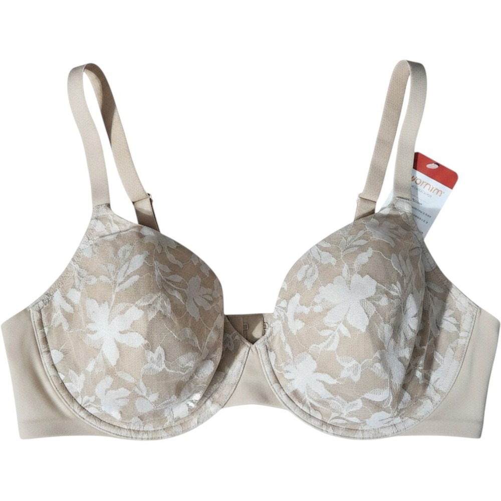 Warners Blissful Benefits Unlined Underwire Bra 40C Toasted Almond Lace WRW2511U